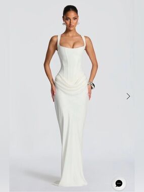 White Sculpted Corset Maxi Dress